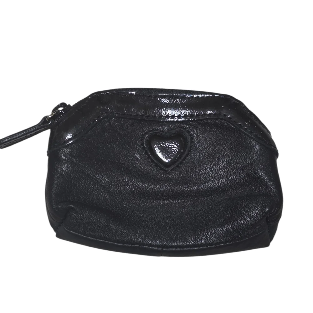 Brighton Black Leather Coin Pouch With Heart Accent